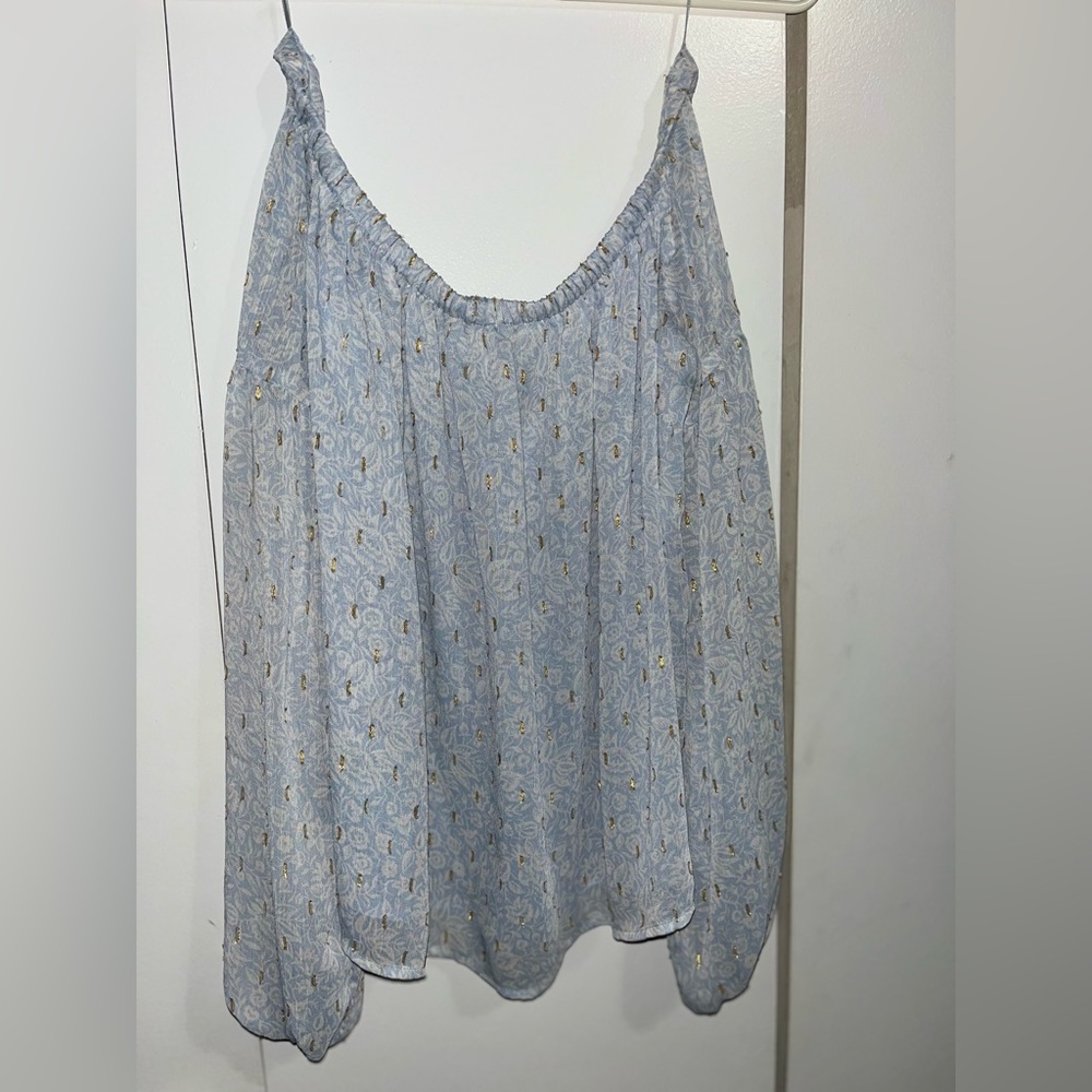 EXPRESS Light Blue and Gold Crop Top Small